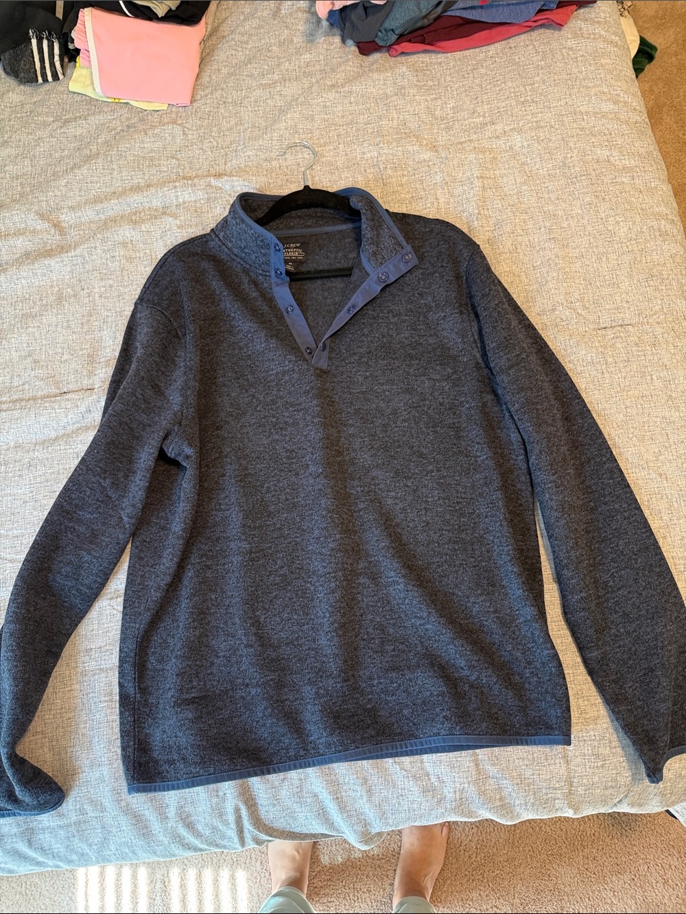 J. Crew Men's Dark Heather Navy Zip-Neck Sweater
